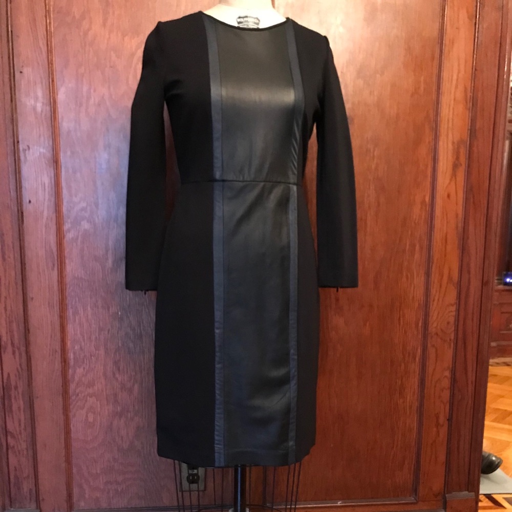 Leather panel dress